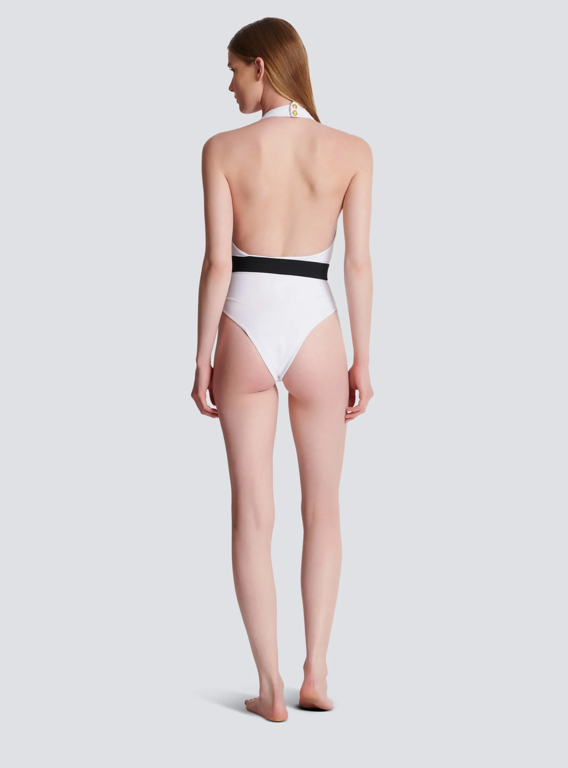 Women Balmain One-piece Swimsuit With PB Belt