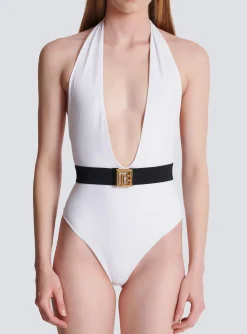 Women Balmain One-piece Swimsuit With PB Belt