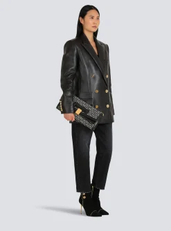 Women Balmain Oversized Bicolor Jacquard 1945 Heritage Clutch Bag