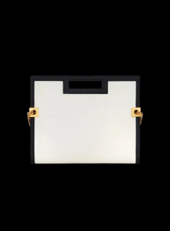 Women Balmain Oversized Black And Leather 1945 Heritage Clutch Bag