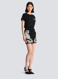 Women Balmain Paisley And Stars Embroidered Skirt