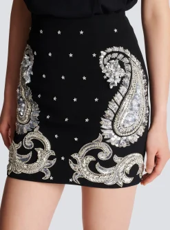 Women Balmain Paisley And Stars Embroidered Skirt