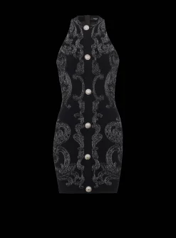 Women Balmain Paisley Knit Sleeveless Dress