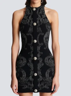 Women Balmain Paisley Knit Sleeveless Dress