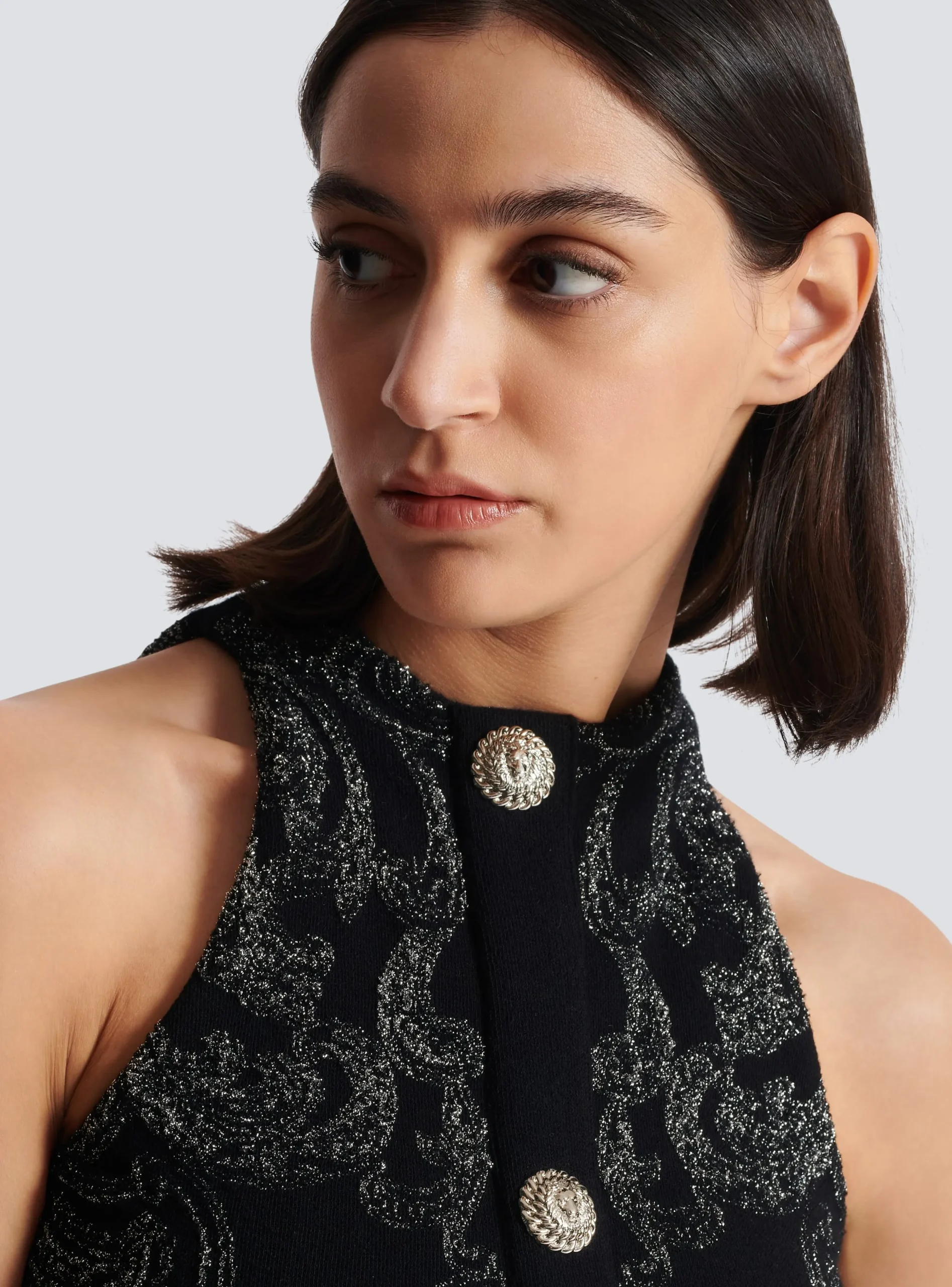 Women Balmain Paisley Knit Sleeveless Dress