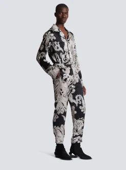 Balmain Paisley Print Silk Trousers