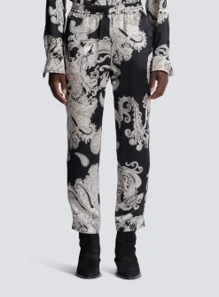 Balmain Paisley Print Silk Trousers