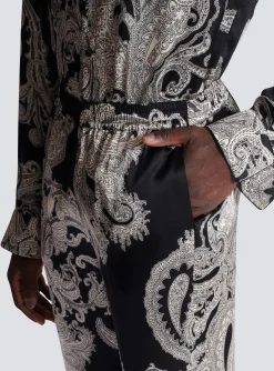 Balmain Paisley Print Silk Trousers
