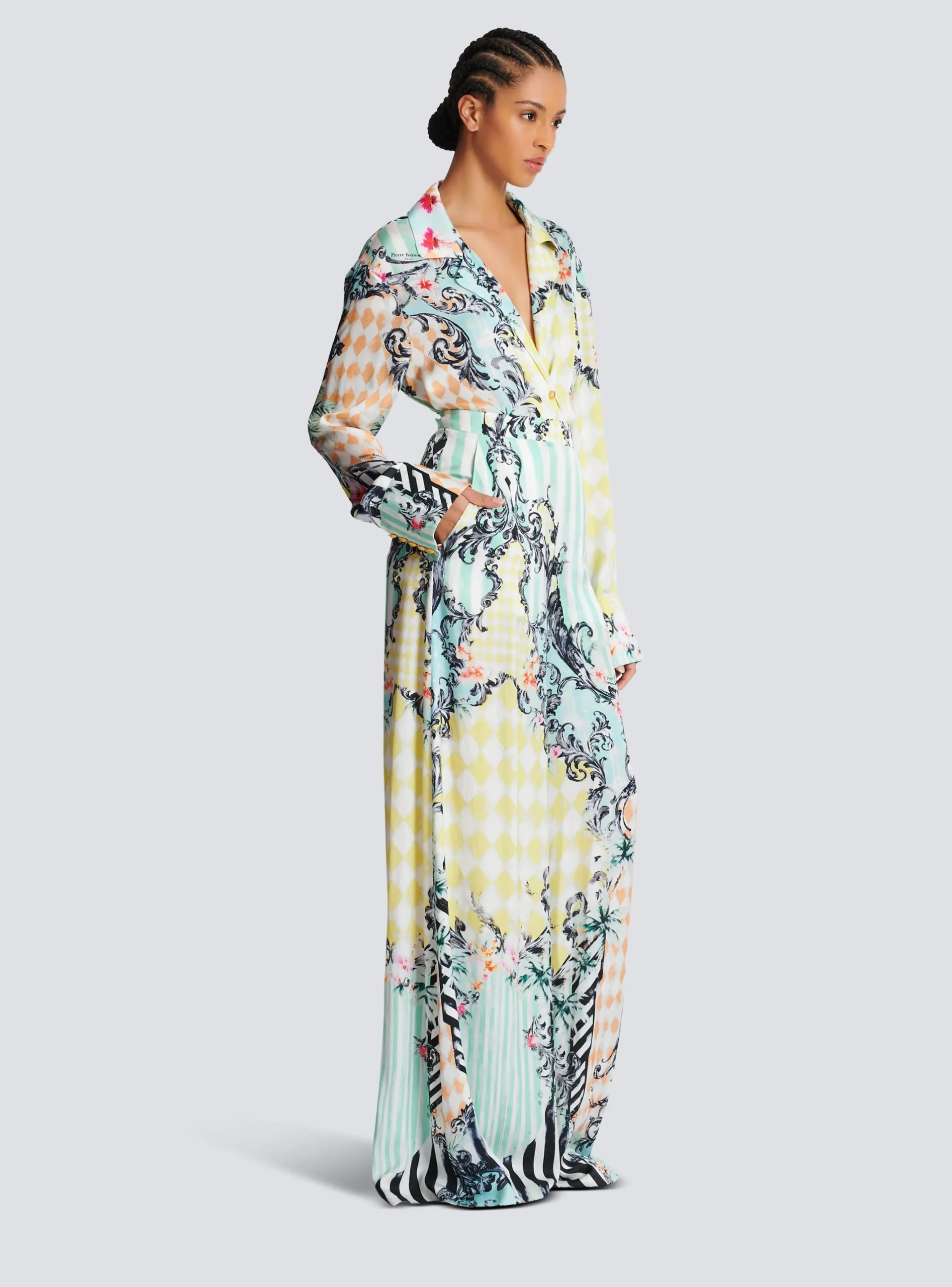 Women Balmain Palazzo Trousers With Baroque Print