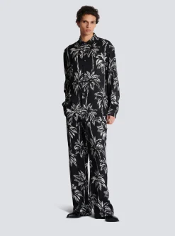 Balmain Palm Print Satin Pyjama Trousers