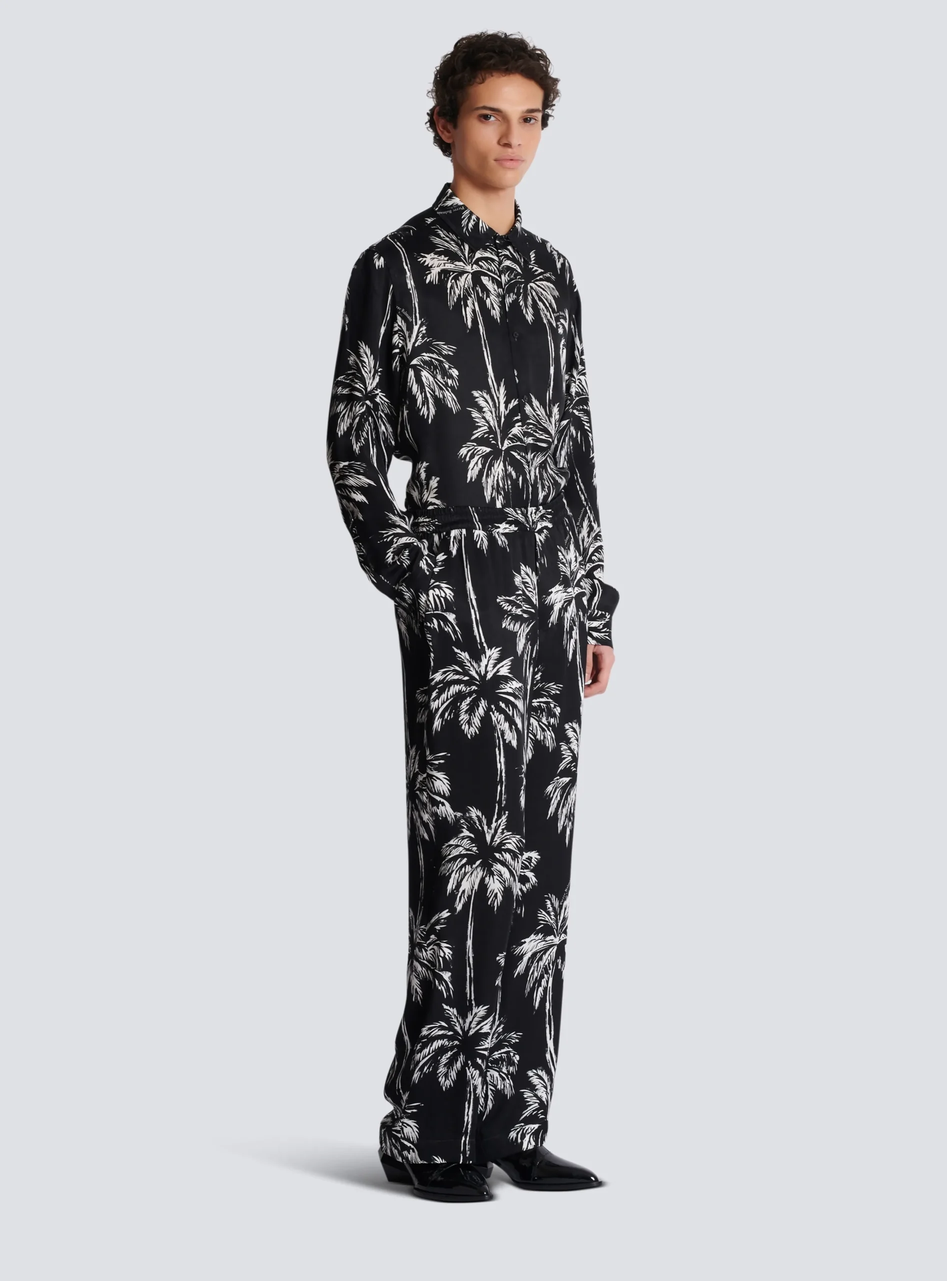 Balmain Palm Print Satin Pyjama Trousers