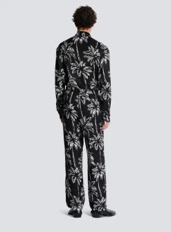 Balmain Palm Print Satin Pyjama Trousers