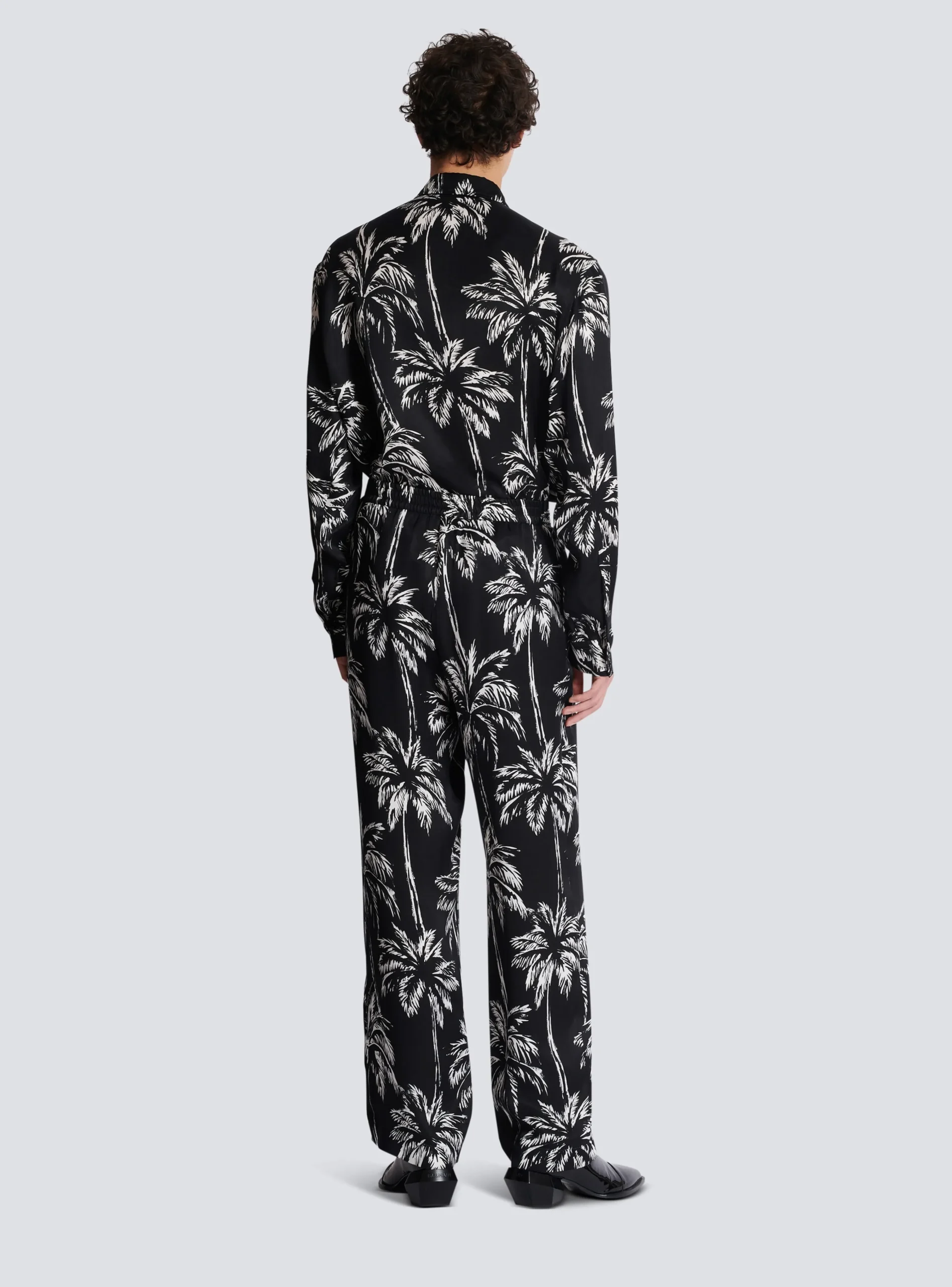 Balmain Palm Print Satin Pyjama Trousers