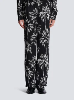 Balmain Palm Print Satin Pyjama Trousers