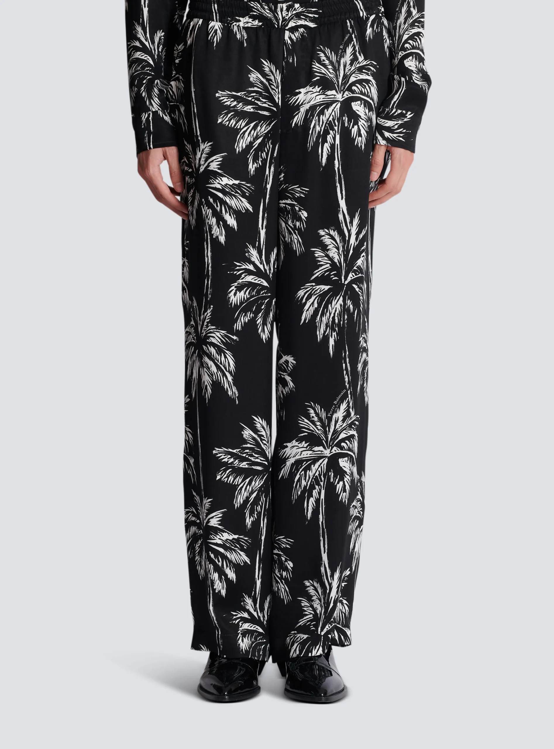 Balmain Palm Print Satin Pyjama Trousers