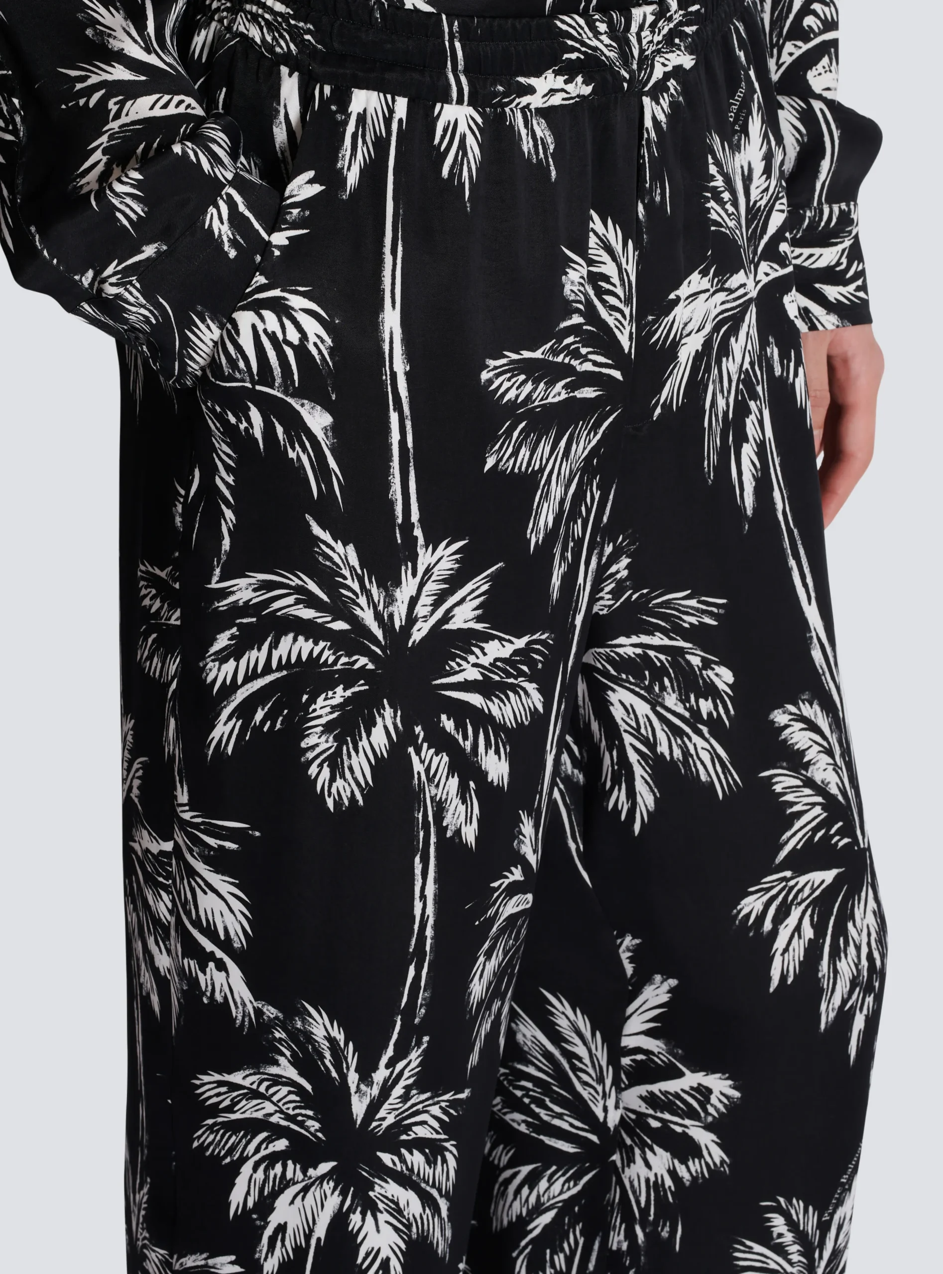 Balmain Palm Print Satin Pyjama Trousers
