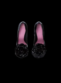 Women Balmain Patent Leather Ruby Pumps With Flower Detail
