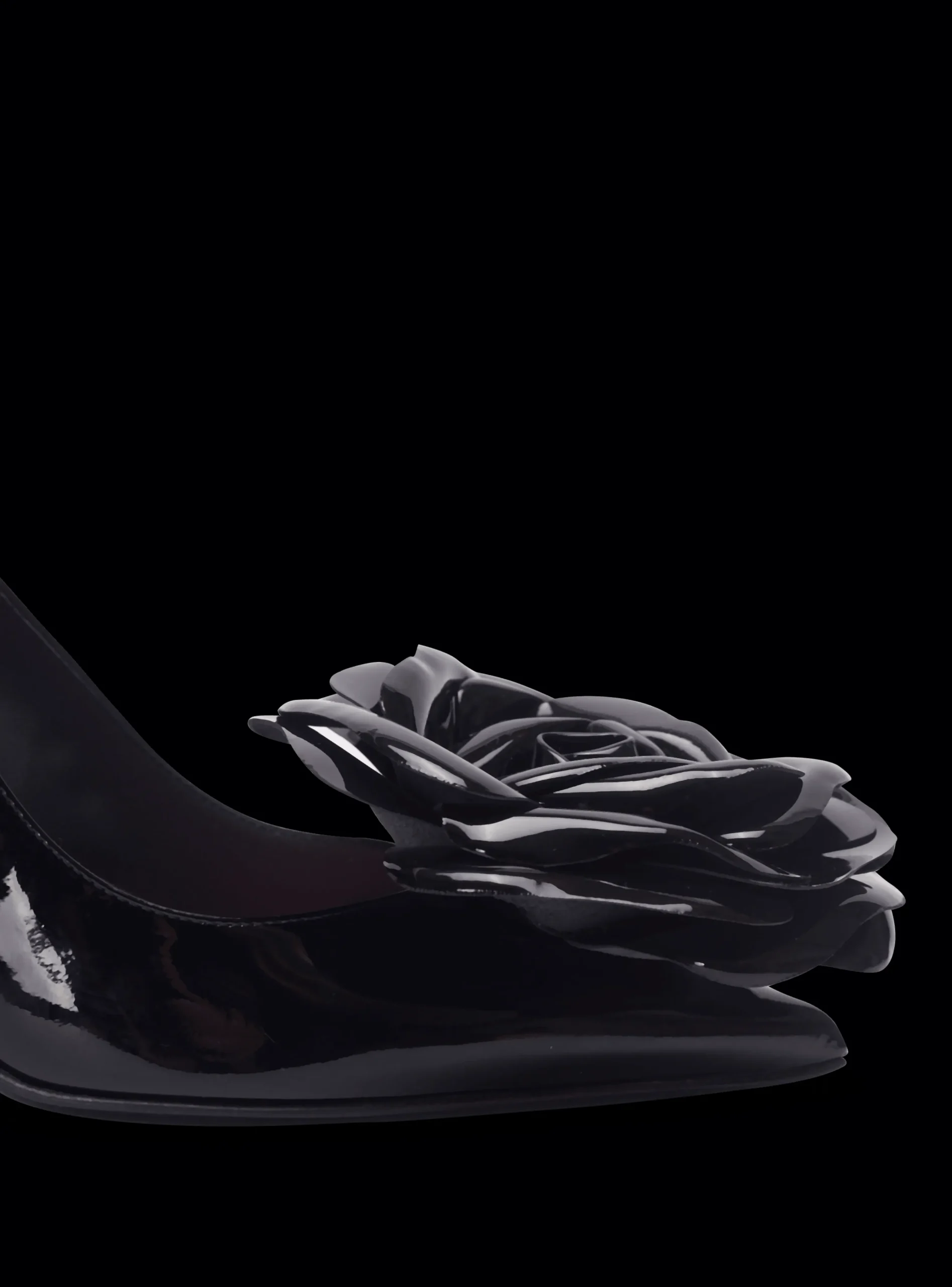 Women Balmain Patent Leather Ruby Pumps With Flower Detail