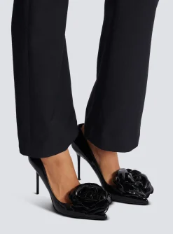 Women Balmain Patent Leather Ruby Pumps With Flower Detail