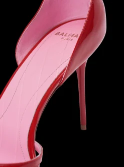 Women Balmain Patent Leather Uma Sandals With Openwork Grid