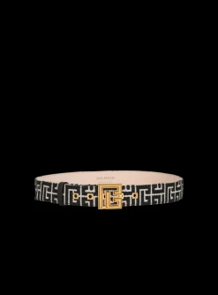 Women Balmain PB Belt In Monogrammed Jacquard