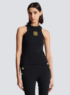 Women Balmain PB Embroidered Tank Top