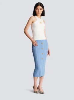 Women Balmain PB Embroidered Tank Top