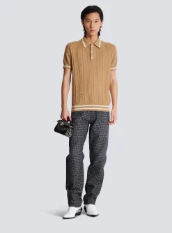 Balmain PB Labyrinth Wool Polo Shirt