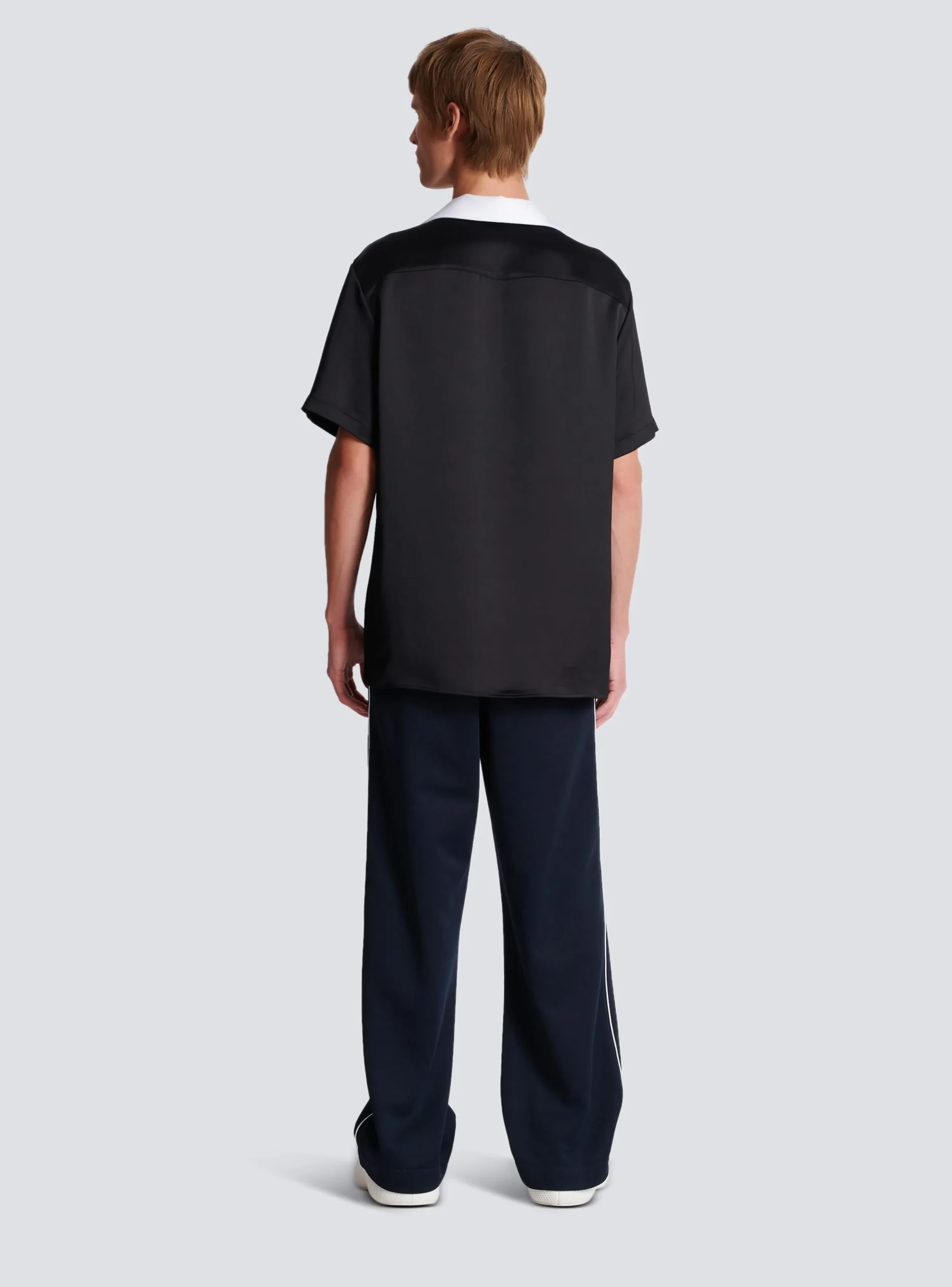 Balmain PB Signature Satin Short-sleeved Shirt