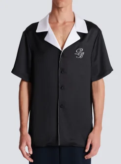 Balmain PB Signature Satin Short-sleeved Shirt