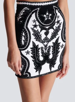 Women Balmain PB Western Short Skirt