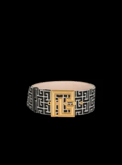 Women Balmain P-Belt Monogram Jacquard Belt