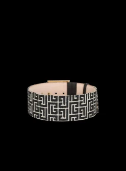 Women Balmain P-Belt Monogram Jacquard Belt