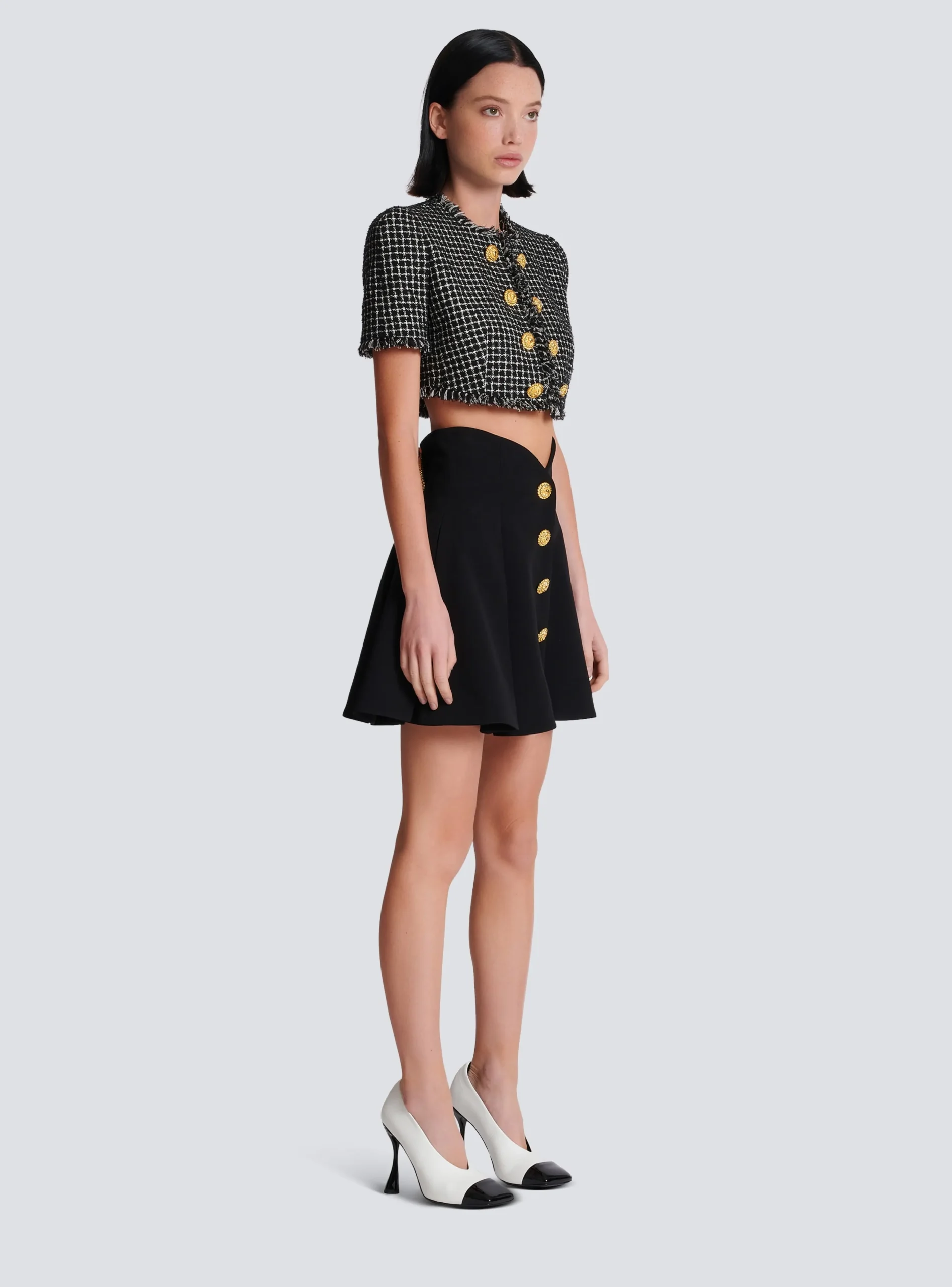 Women Balmain Pleated Crepe Tulip Skirt