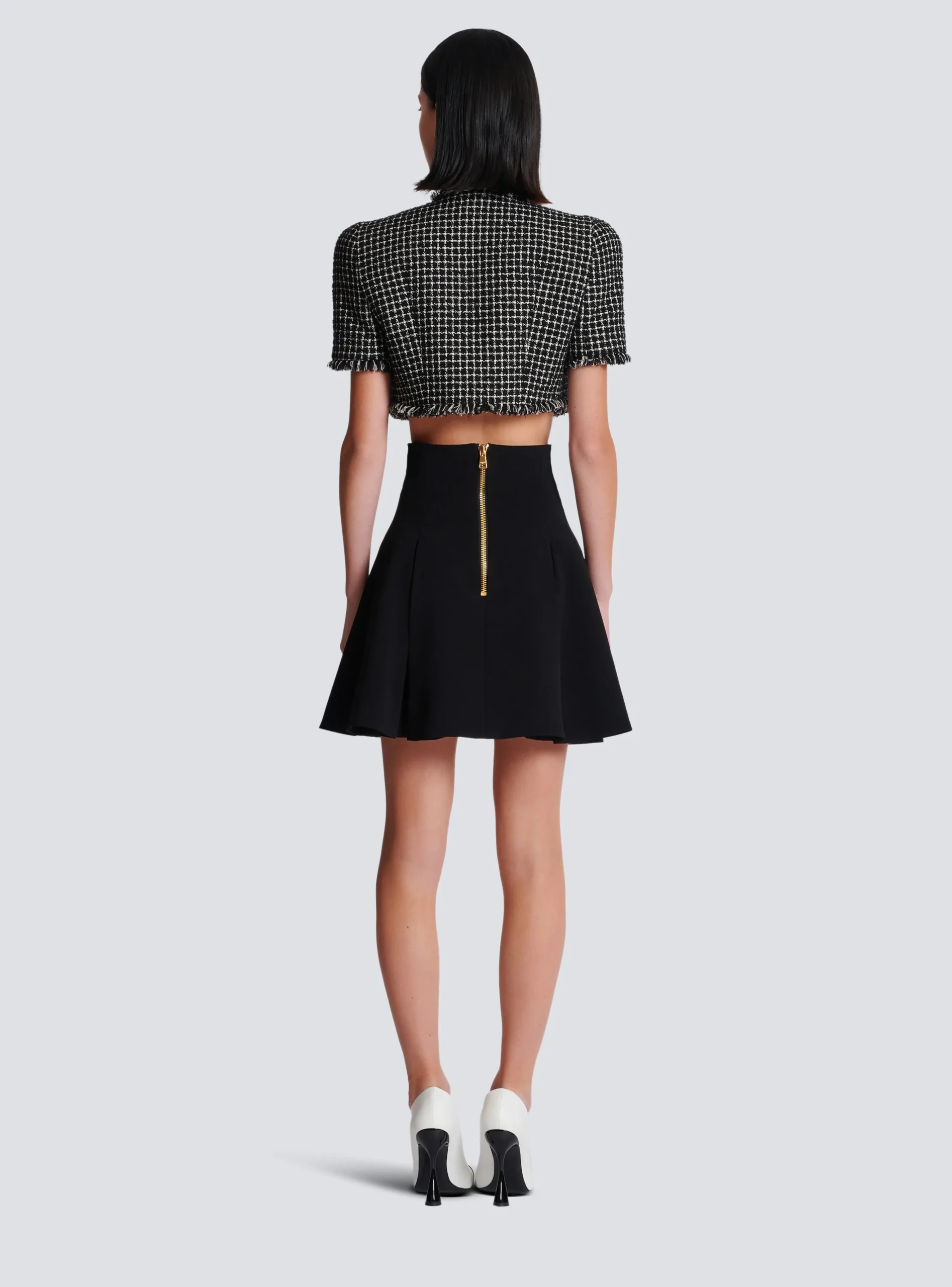 Women Balmain Pleated Crepe Tulip Skirt