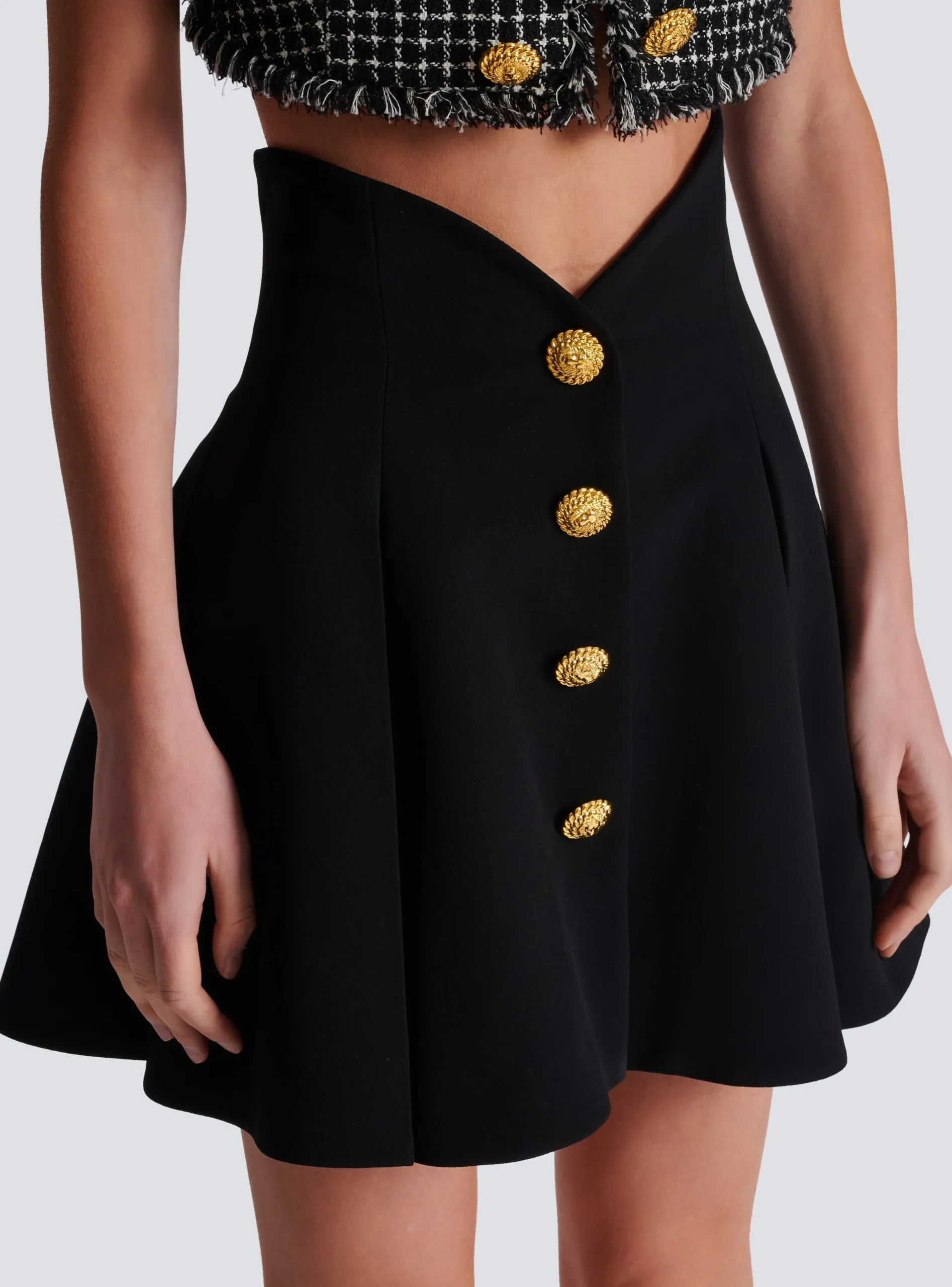 Women Balmain Pleated Crepe Tulip Skirt