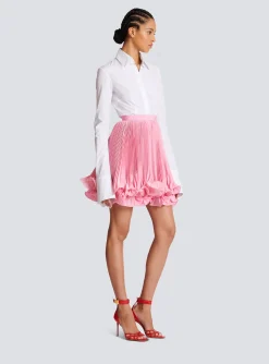 Women Balmain Pleated Skirt With Ruffles