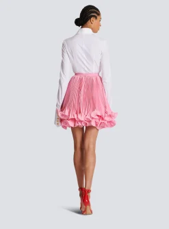 Women Balmain Pleated Skirt With Ruffles