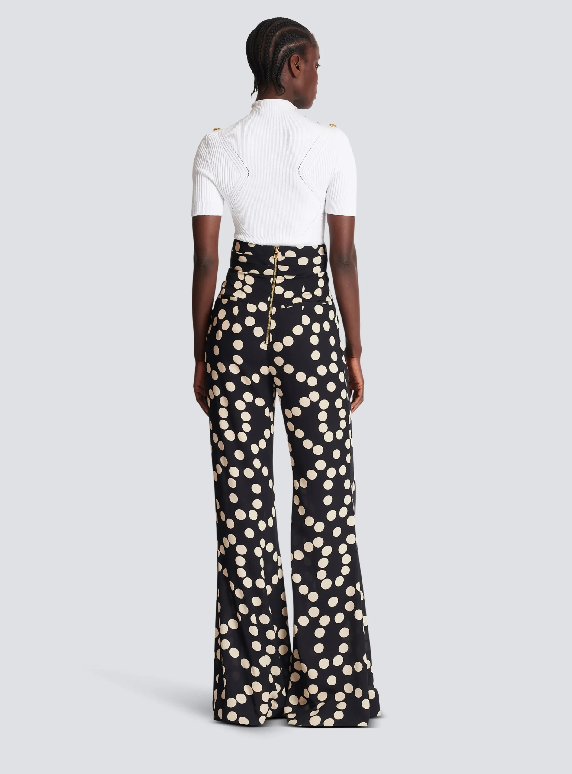 Women Balmain Polka Dot Wide-leg Trousers