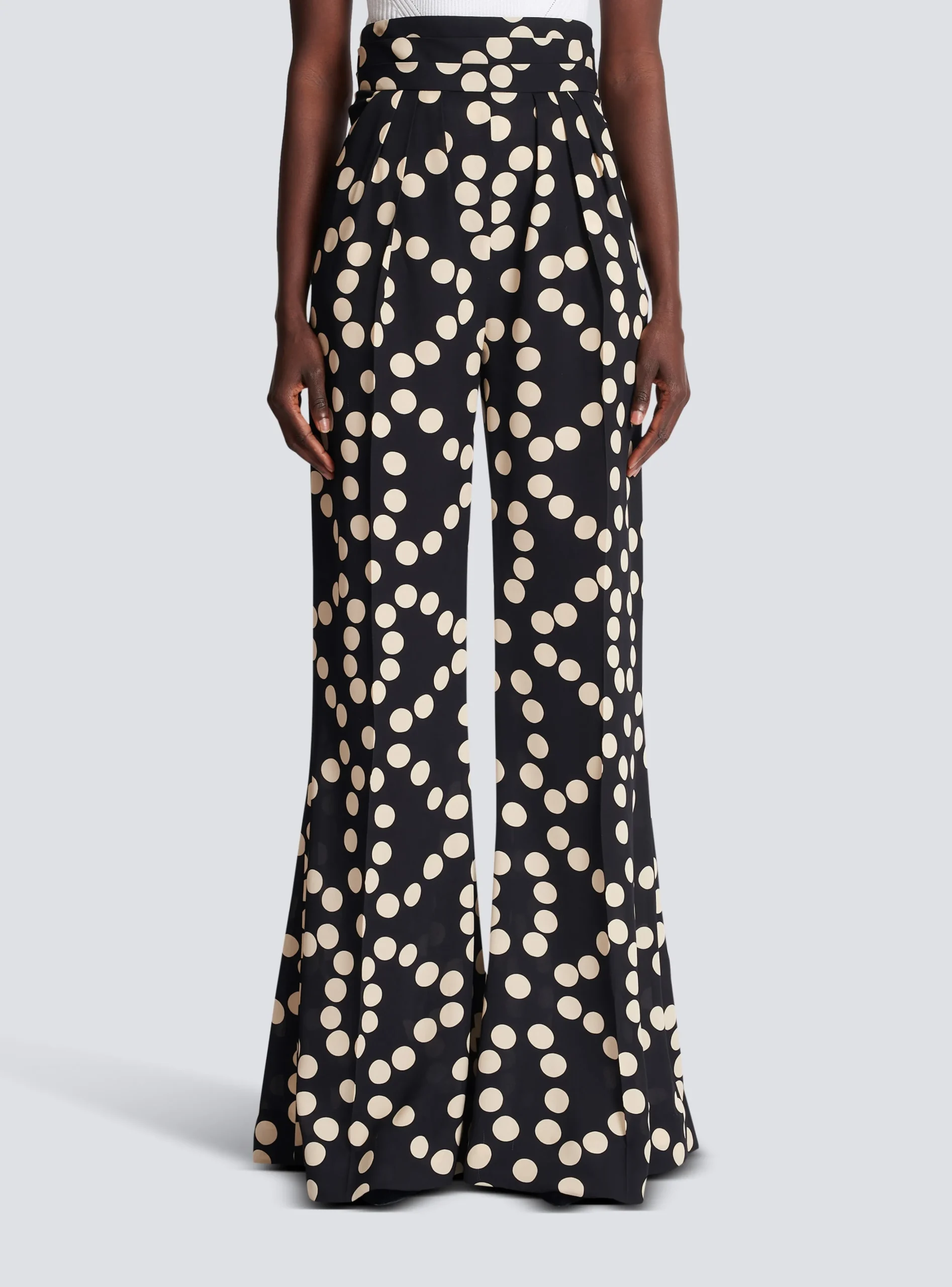 Women Balmain Polka Dot Wide-leg Trousers