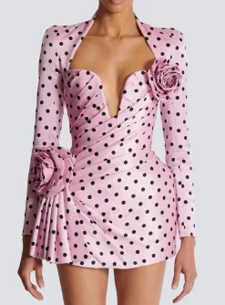Women Balmain Polka Dots Short Printed Dress
