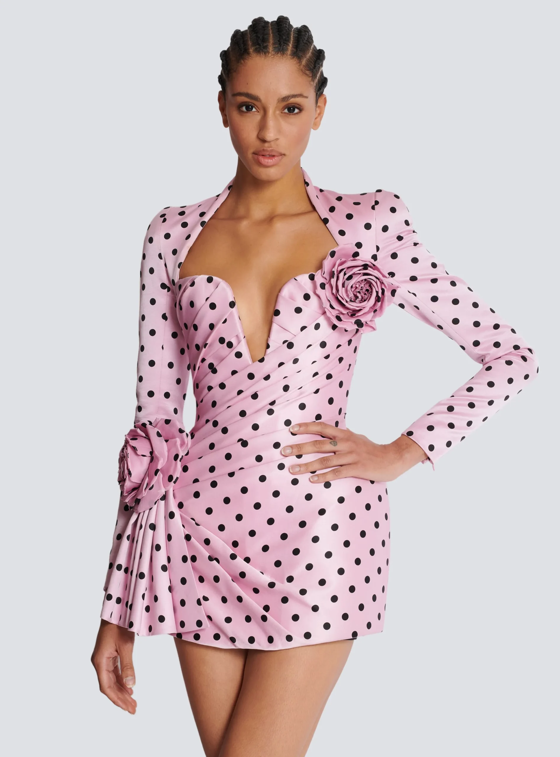Women Balmain Polka Dots Short Printed Dress