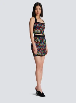 Women Balmain Pop Monogram Knit Skirt