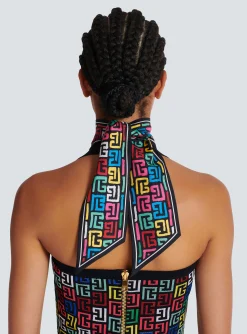 Women Balmain Pop Monogram Printed Bandana