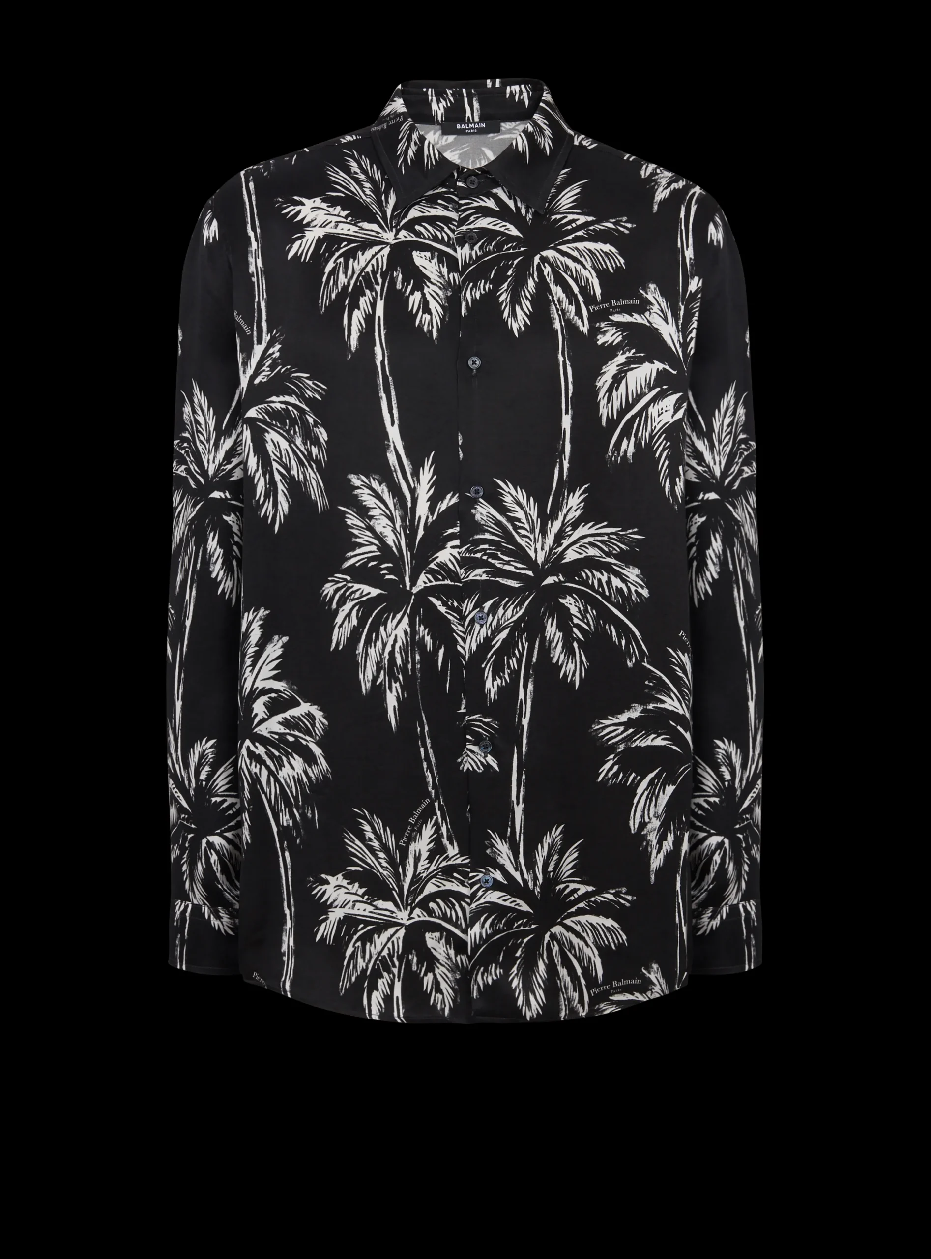 Balmain Printed Satin Palm Tree Shirt