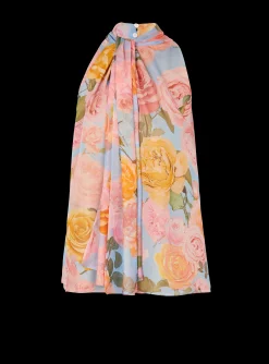 Women Balmain Pussy Bow Top With Pastel Roses Print