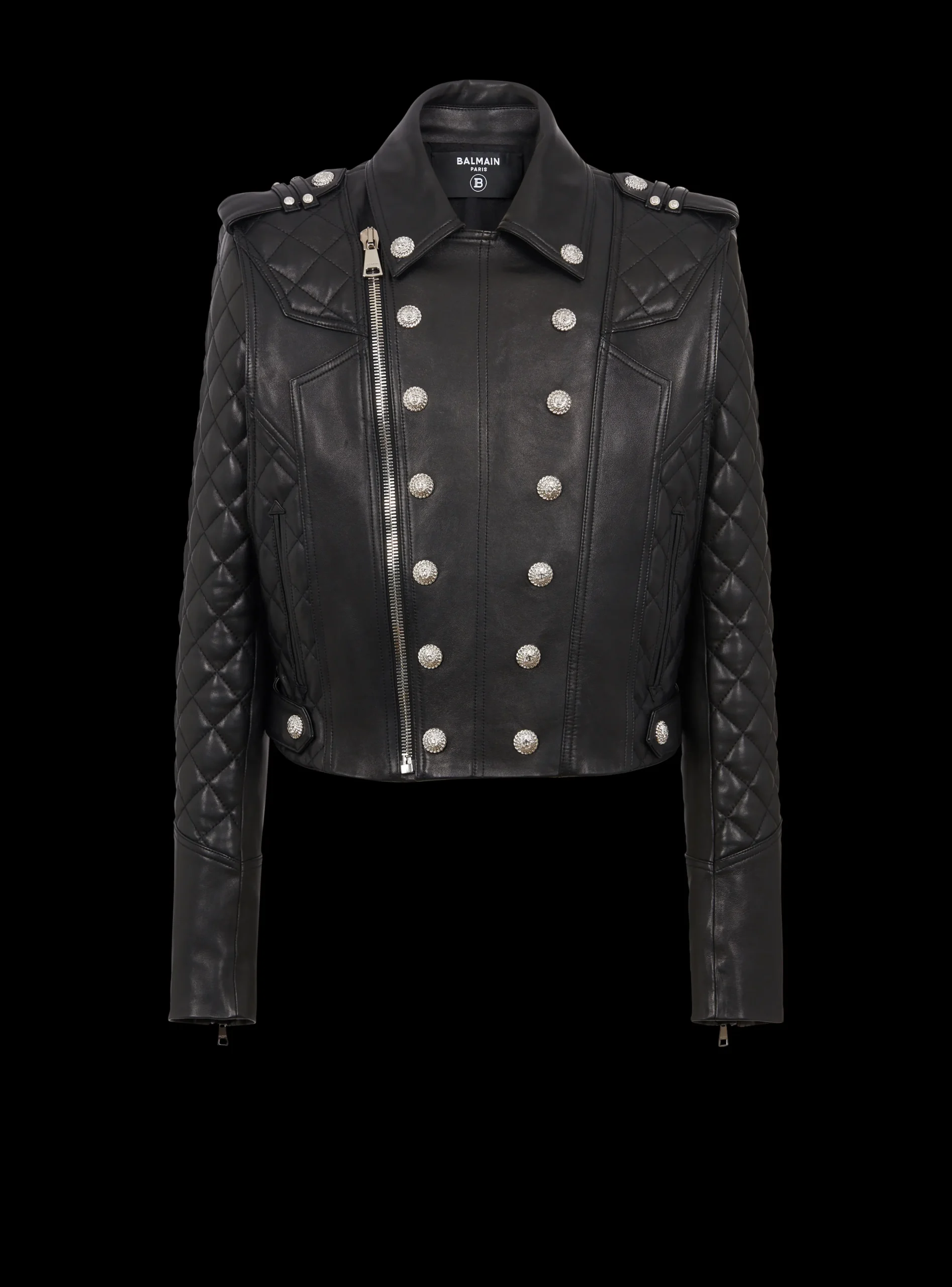 Balmain Quilted Leather Biker Jacket