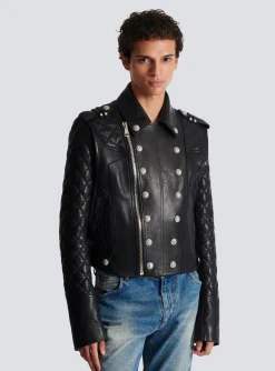 Balmain Quilted Leather Biker Jacket