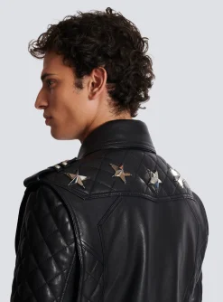 Balmain Quilted Leather Biker Jacket