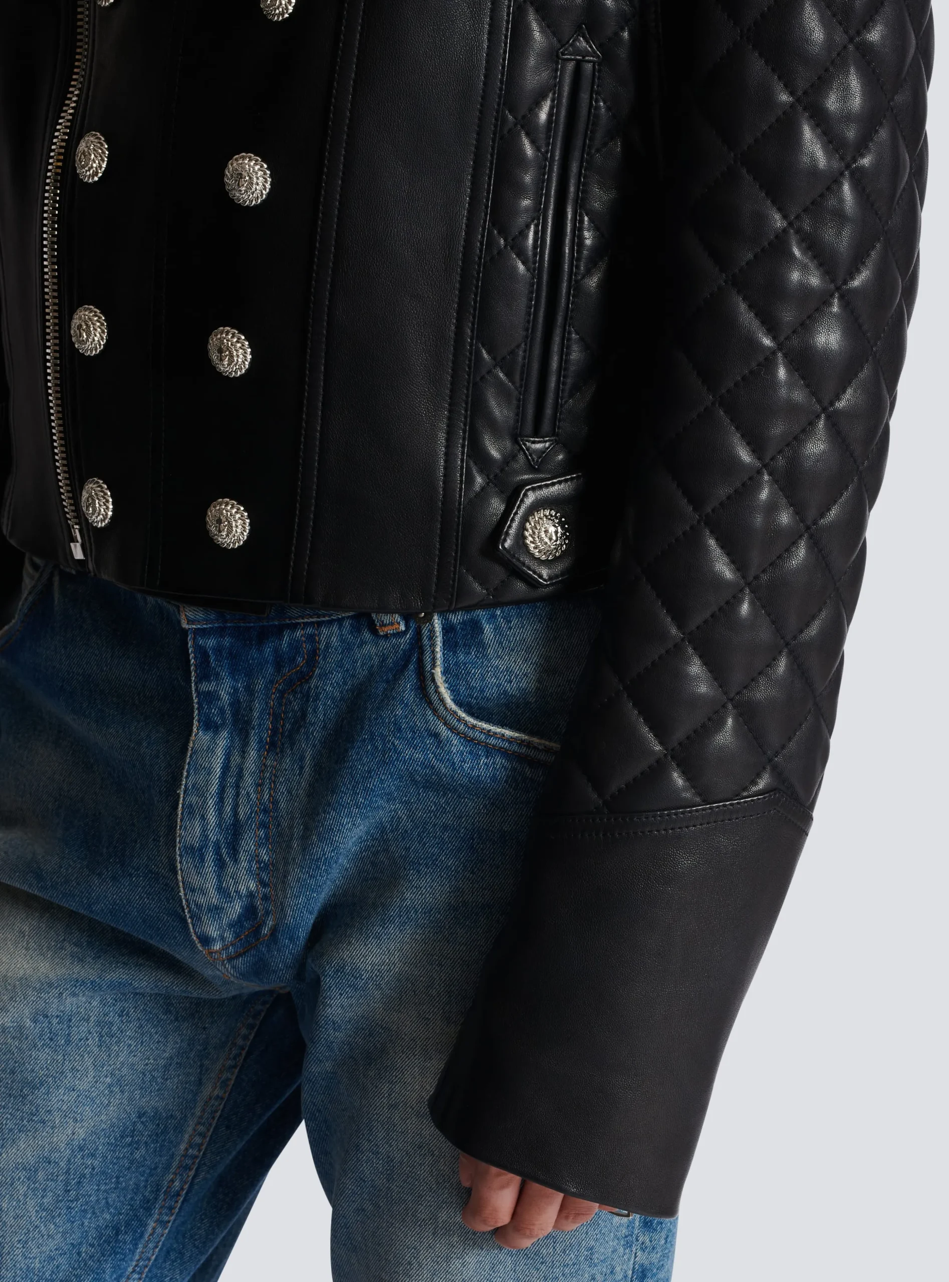 Balmain Quilted Leather Biker Jacket